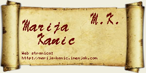Marija Kanić vizit kartica